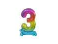 Balon foliowy stojący cyfra 3 tęczowa - 38 cm