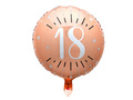 Pink gold foil balloon with white print - 18th birthday - 45 cm - 1 pc.