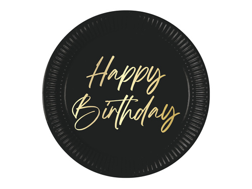Talerzyki papierowe na urodziny Happy Birthday - 23 cm - 8 szt.