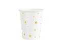 White paper cups with gold stars - 220 ml - 6 pcs.