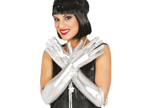 Pair of silver gloves - 44 cm