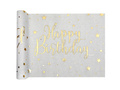 Happy Birthday white runner - 28 cm x 3 m - 1 pc.