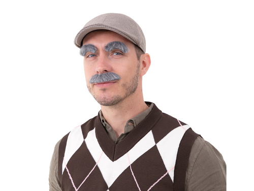 Siwe wąsy z brwiami Dziadek - 1 szt.