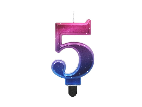 Night Sky metallic number candle - 5 - five