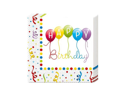 Colorful Serpentine birthday napkins - 33 cm - 20 pcs.