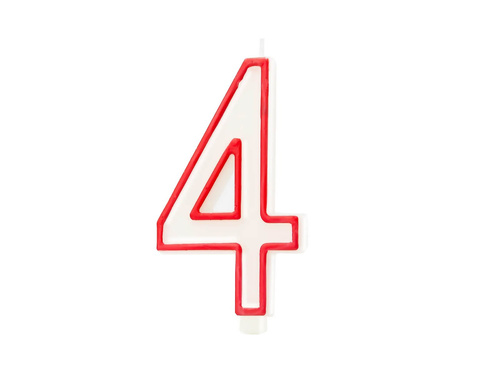 Number candle with red border four - "4"