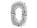 Balon foliowy cyfra 0 srebrna - 163 cm - 1 szt.