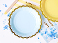 Light blue plates with gold edges - 18 cm - 6 pcs.