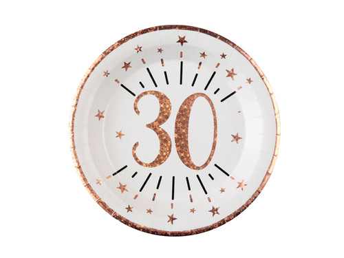 Thirtieth birthday plates Sparkling pink gold - 22,5 cm - 10 pcs.