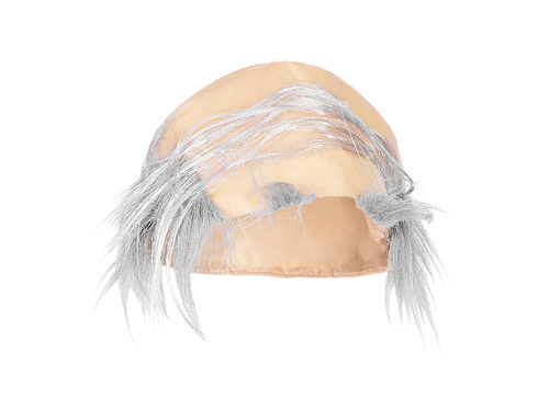 Bald pate with grey man's wig
