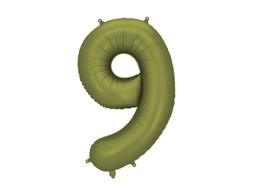 Number 9 Olive Foil Balloon - 86 cm - 1 pc