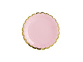 Pink plates with gold edges - 18 cm - 6 pcs.