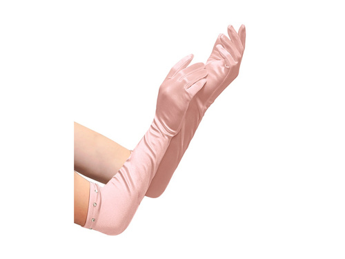 Długie różowe satynowe rękawiczki - dla dzieci