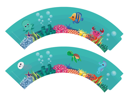 Zestaw dekoracji na babeczki Podwodny Świat - 12 szt.