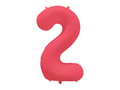 Balon foliowy cyfra 2 neonowy czerwony - 86 cm - 1 szt.