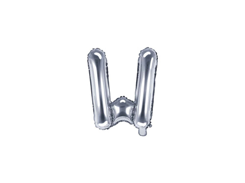 Foil balloon letter "W" silver - 35 cm