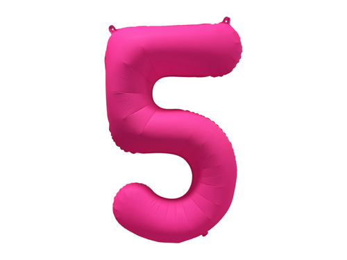Large Number 5 Neon Pink Foil Balloon - 86 x 70 cm - 1 pc