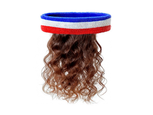 Niebiesko-biało-czerwona opaska sportowa z włosami