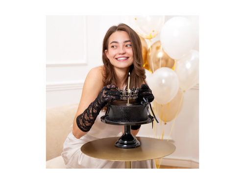 Korona na tort - 10 cm - srebrna z kryształkami - 1 szt.