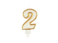 Number candle with gold border - 2 - 1 piece.