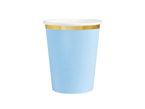 Blue cups with gold rim - 220 ml - 6 pcs.