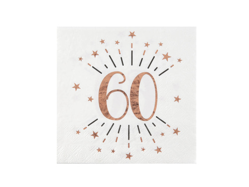 Sparkling pink gold sixtieth birthday napkins - 33 cm - 10 pcs.