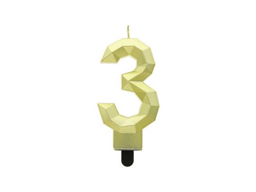 Gold diamond number candle - 3 - three