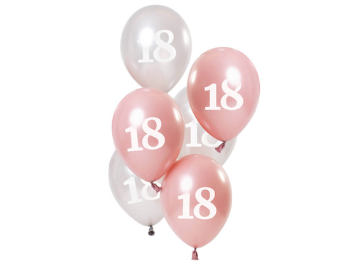 Set of balloons for the eighteenth birthday Glossy pink - 23 cm - 6 pcs.