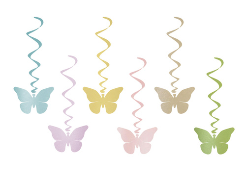 Hanging decoration auger colorful spring butterflies - 6 pcs.