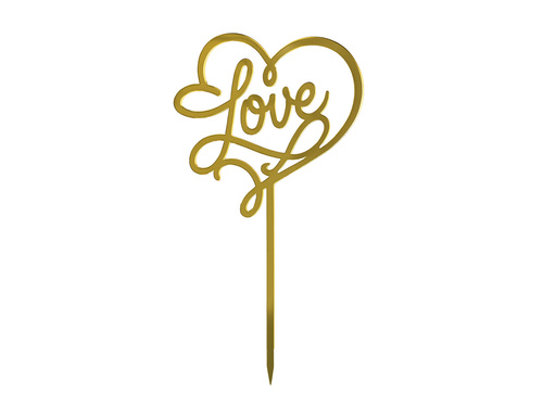 Gold mirrored plexiglass topper for Love cake - 15 cm