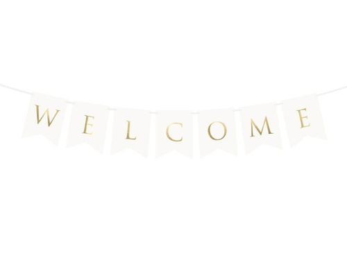 Baner Welcome, biały - 95 cm - 1 szt.