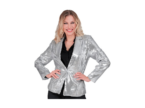 Imprezowa marynarka Party Fashion - srebrna cekinowa
