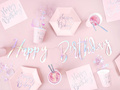 Kubeczki papierowe jasnoróżowe Happy B'day - 220 ml - 6 szt.