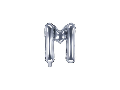Foil balloon letter "M" silver - 35 cm