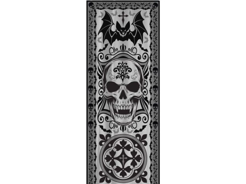 Curtain with skeleton on window print