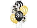 Balony lateksowe z nadrukiem na trzydziestkę - 30 cm - 6 szt.