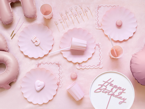 Świeczki pikery napis Happy Birthday - różowe - 1 op.