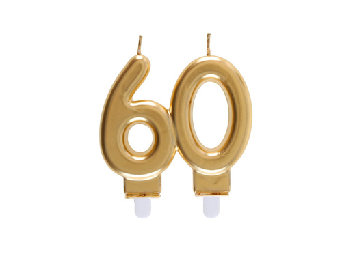 Gold 60th anniversary candle - 7,5 cm - 1 pc.