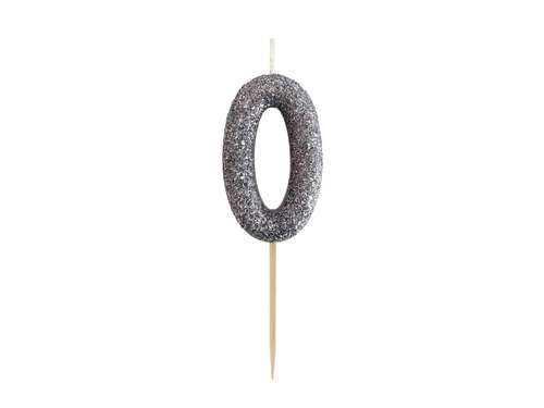 Glitter black Candle number 0 - 1 pc