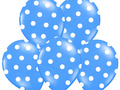 Blue latex balloons with white dots - 30 cm - 6 pcs.