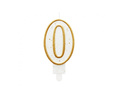 Number candle with gold border and glitter - 0 - 1 piece.