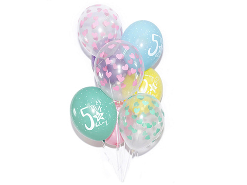 Transparent balloons Hearts green - 30 cm - 6 pcs.