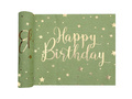 Happy Birthday olive runner - 28 cm x 3 m - 1 pcs.