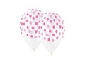 Balony białe w różowe Groszki - 30 cm - 5 szt.