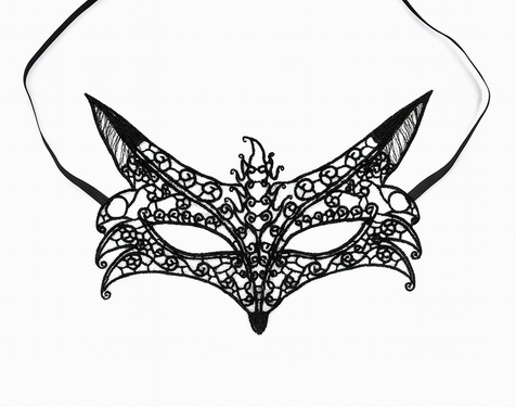 Koronkowa maska karnawałowa czarna - 1 szt.