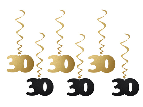 Hanging decoration pigs 30th birthday - 6 pcs.