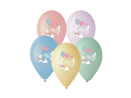 I'm already one year old latex balloons with bunny for girls - 13" - 5 pcs.