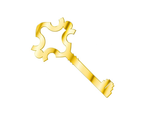 Klucz do wróżb z wosku złoty  - 27 cm - 1 szt.