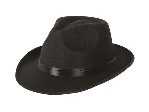 Black gangster hat with ribbon - 1 pc