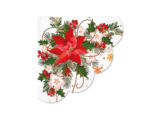Round Poinsettia napkins - 32 cm - 12 pcs.